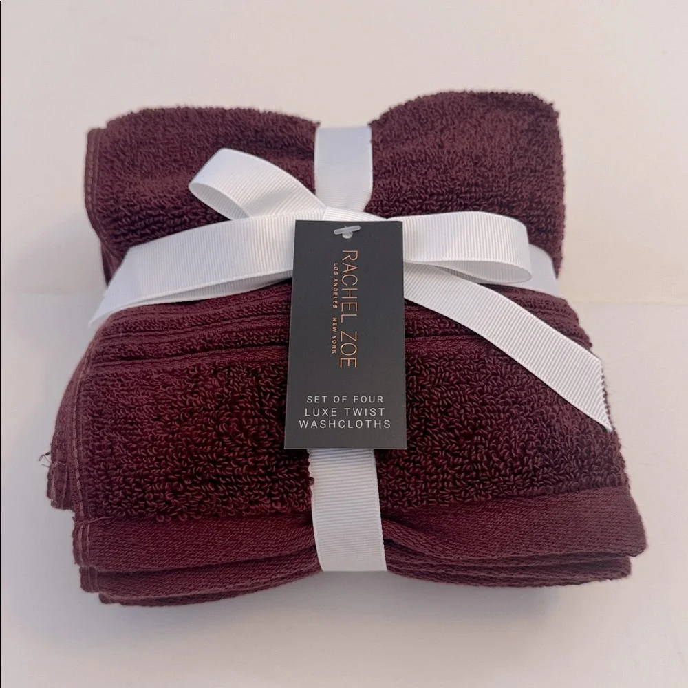8pc RACHEL ZOE Luxe Twist Bath Towel Set - MERLOTMG - Cotton/Rayon From Bamboo